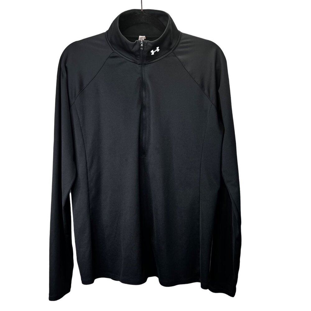 Under Armour Heat Gear Shirt XL Men Black Mock Neck Half Zip Fitted Layering